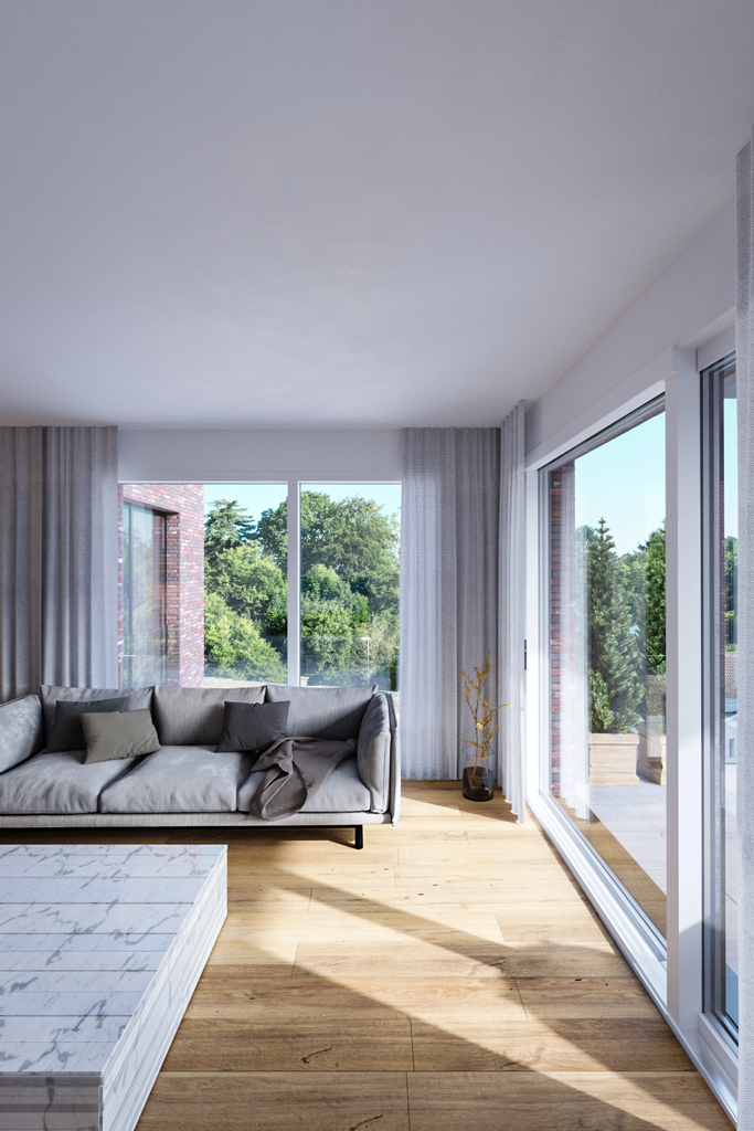 Innenansicht Geschosswohnung Rennbaumstr. Leverkusen mit Blick nach draußen